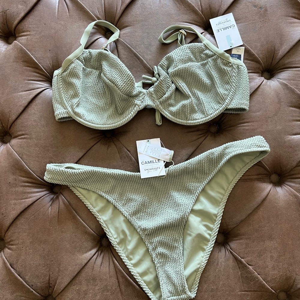 Textured Green Bikini Set
